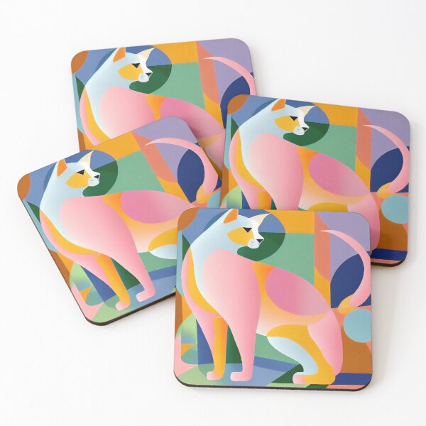 Item preview, a painting of a cat on a colorful background, a pop art painting designed and sold by Onoiko.