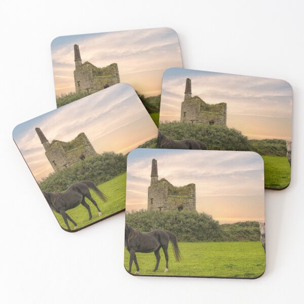 Item preview, Old tin mine and horses Cornwall designed and sold by kathleenjean.