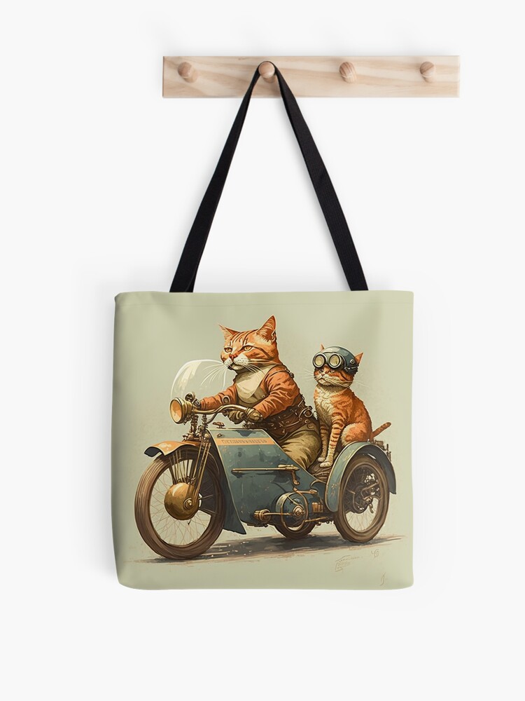 Vintage Motorcycle with Sidecar Cat Driving Throw Pillow for Sale by  GraphicGenie