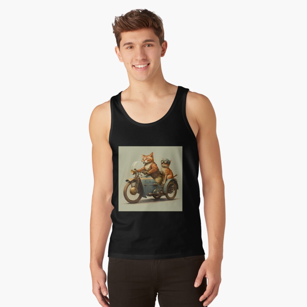 Vintage Motorcycle with Sidecar Cat Driving Throw Pillow for Sale by  GraphicGenie