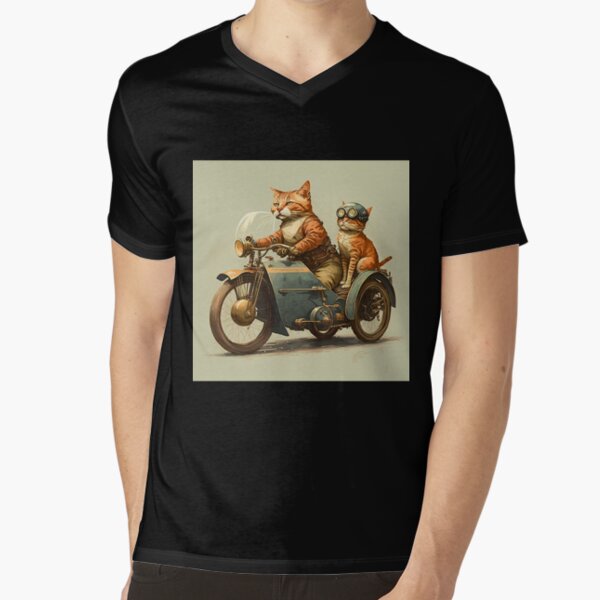 Vintage Motorcycle with Sidecar Cat Driving Throw Pillow for Sale by  GraphicGenie