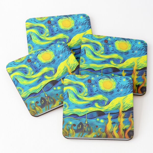 Item preview, Trippy Night Landscape Abstract Rainbow Multi Color Painting designed and sold by theWeppen.