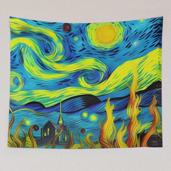 Item preview, Trippy Night Landscape Abstract Rainbow Multi Color Painting designed and sold by theWeppen.