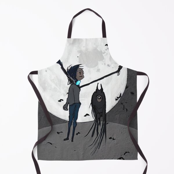 Item preview, Scarecrow type of figure admiring the full moon and a shooting star with a ghoulish friend - black and white designed and sold by StedeBonnet.