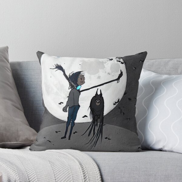 Item preview, Scarecrow type of figure admiring the full moon and a shooting star with a ghoulish friend - black and white designed and sold by StedeBonnet.