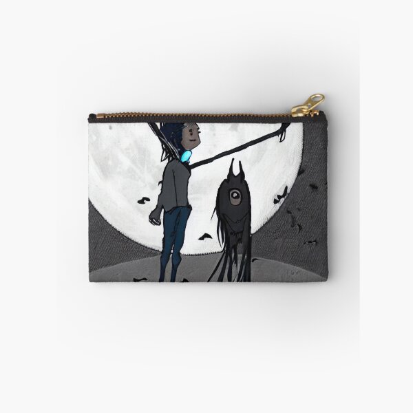Item preview, Scarecrow type of figure admiring the full moon and a shooting star with a ghoulish friend - black and white designed and sold by StedeBonnet.