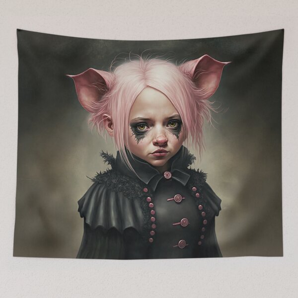 Item preview, Cute little piglet goth girl designed and sold by Simone Davino.