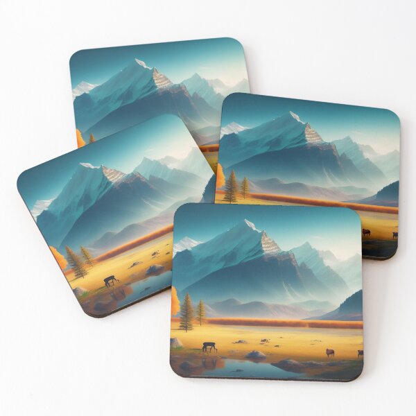 Item preview, Mountain range with strange wildlife | Beautiful Landscapes | Orinal Digital Art designed and sold by ArtworkbyEmmy.
