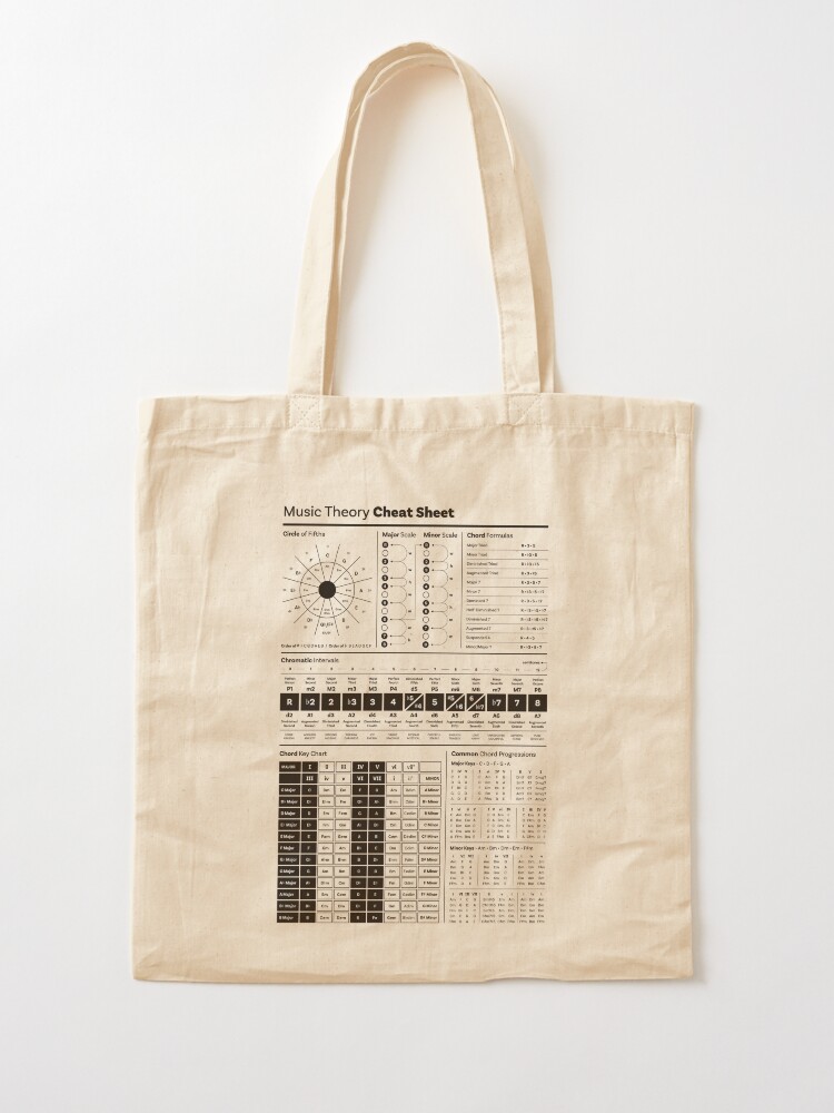 Minimal Music Theory Cheat Sheet B W Tote Bag