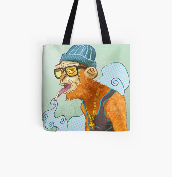Monkey Smoke All Over Print Tote Bag