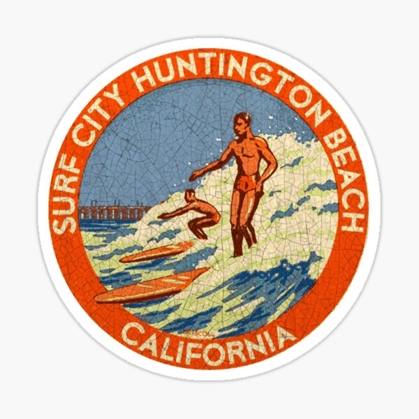 Huntington Beach Surf California vintage decal USA Sticker
