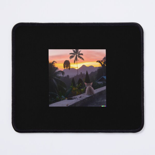 Item preview, Cat Watching Sunset designed and sold by T- VIbes ⭐ ⭐ ⭐ ⭐ ⭐.