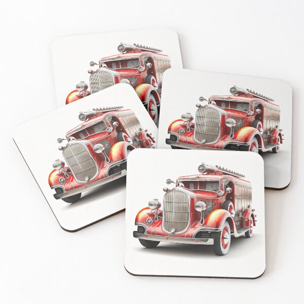 Item preview, Art Deco Fire Truck designed and sold by TheArtfulAI.