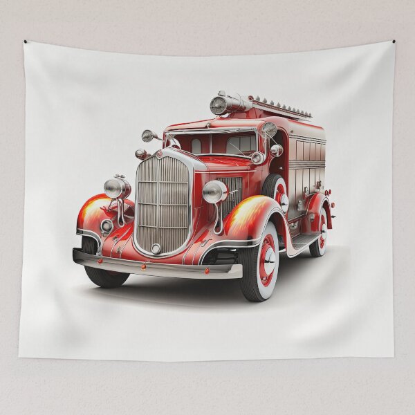 Item preview, Art Deco Fire Truck designed and sold by TheArtfulAI.