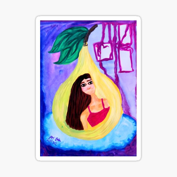 Girl In The Pear Sticker For Sale By Naiveworks Redbubble 