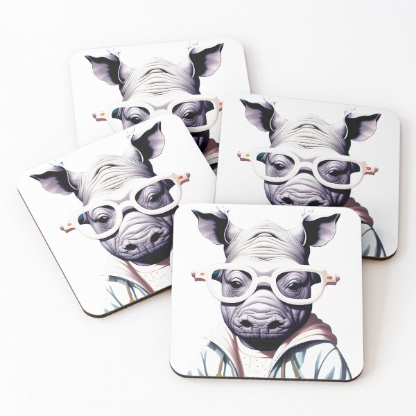 Item preview, cute baby hippo wearing glasses illustration art 1 designed and sold by vishalraifx.
