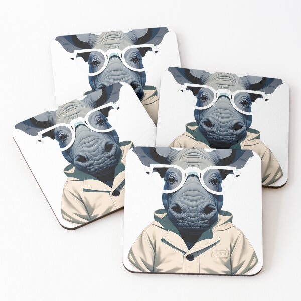 Item preview, cute baby hippo wearing glasses illustration art 2 designed and sold by vishalraifx.