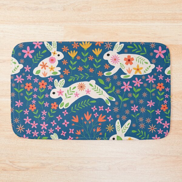 Item preview, Cute Easter Bunny Rabbits with Colorful Whimsical Flowers pattern  designed and sold by Yasminepatterns .