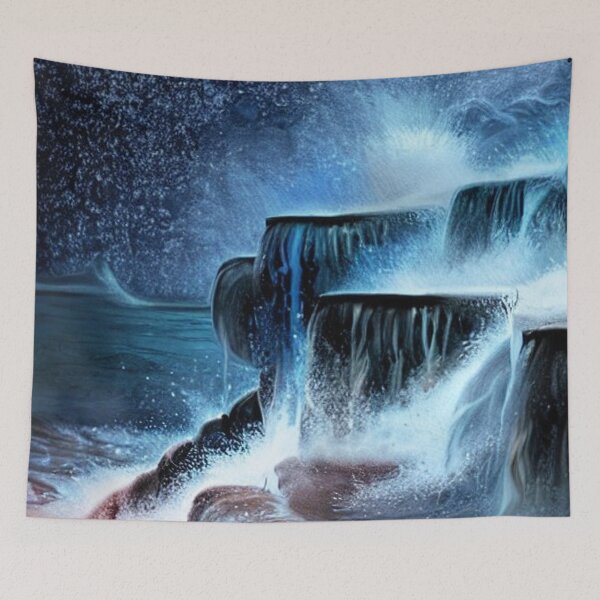 Item preview, Fantasy Stairway of Flowing Water in Realistic Dusk Starry Sky  designed and sold by D3monic.