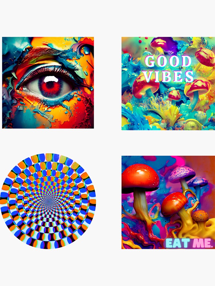 "Vivid, psychedelic, sticker pack pattern design." Sticker for Sale by