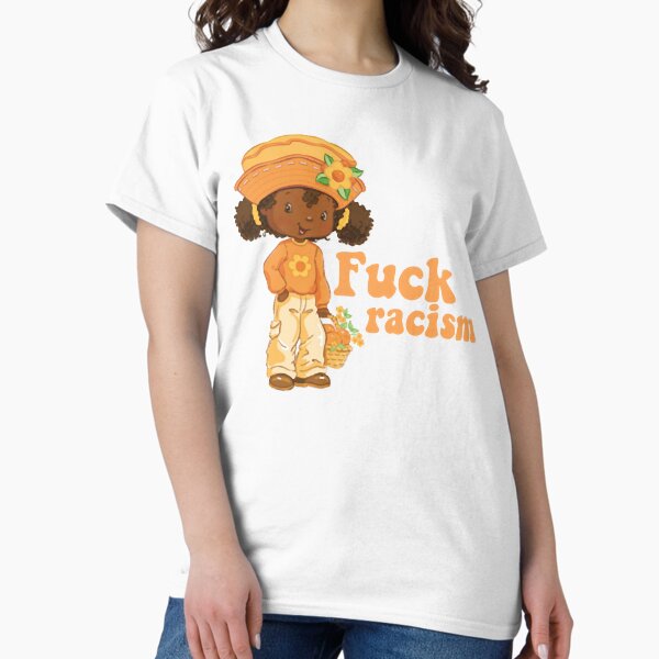 Vista previa del artículo con la obra «Orange Blossom dice ¡A la mierda con el racismo! Premium Scoop», diseñado y vendido por LivandKoDesigns.
