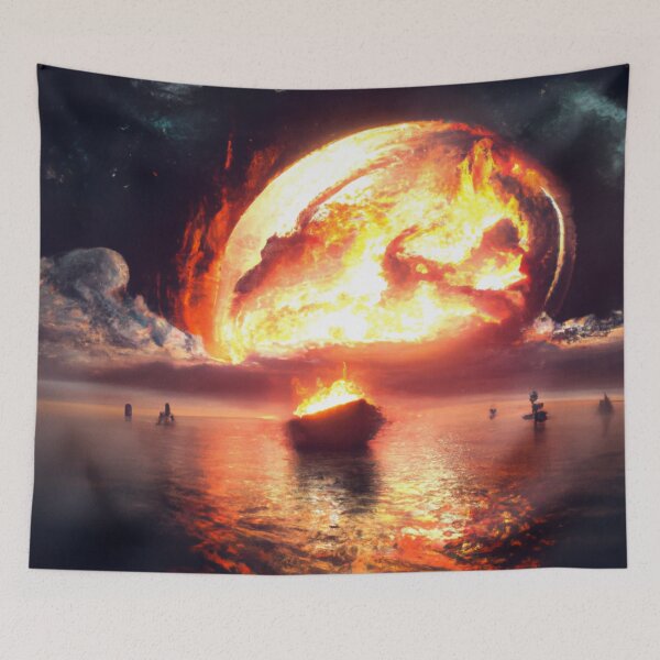 Item preview, Boat Ride Through a Burning Universe - Serene Night on the Cosmic Ocean designed and sold by WBP Mart.