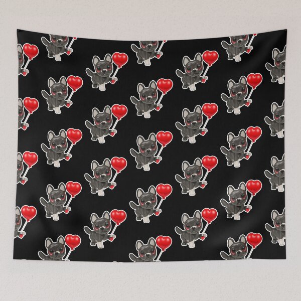 Item preview, Super cute rendered black and white dog holding a red heart balloon - perfect for Valentines Day! designed and sold by w1ckerman.