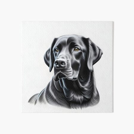 Black Labrador retriever, charcoal drawing, Ai Generated Art  Art Board Print