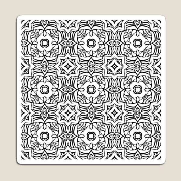 Item preview, seamless pattern black and white , hand drawn background. ,Geometric floral, tribal ethnic illustration designed and sold by rinmaandesign.