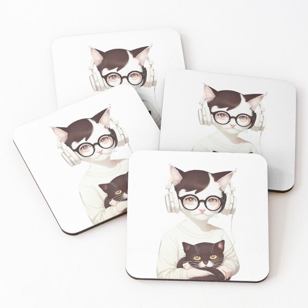 Item preview, cute baby kitty cat wearing glasses illustration 4 designed and sold by vishalraifx.