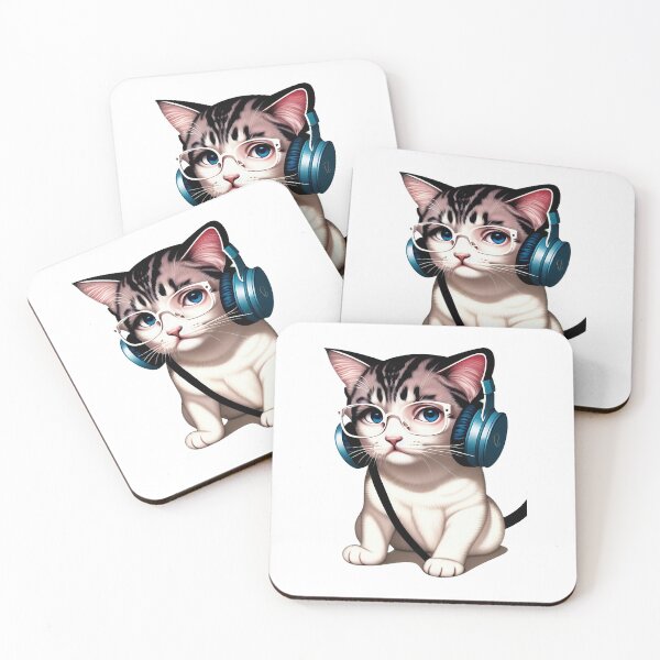 Item preview, Cute baby kitty cat wearing glasses illustration 5 designed and sold by vishalraifx.