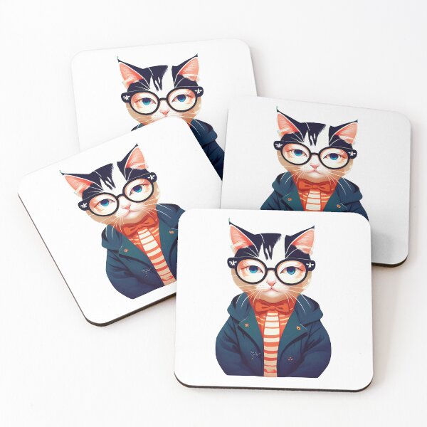 Item preview, cute baby kitty cat wearing glasses illustration 6 designed and sold by vishalraifx.