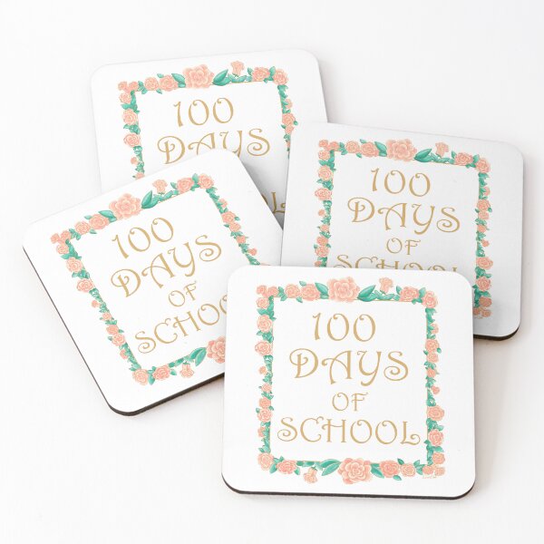 Item preview, 100 Days of School- 100th School Day - Gold & Roses Border - White designed and sold by EcoElsa.
