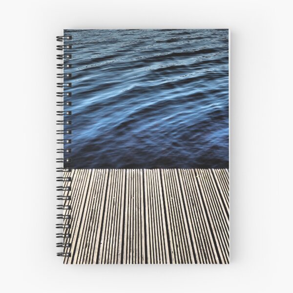 Artikelvorschau, Between The Edge (Midnight Indigo Curve Blue Lake & Linear Deck Timber Boardwalk) entworfen und verkauft von OBTImaging.