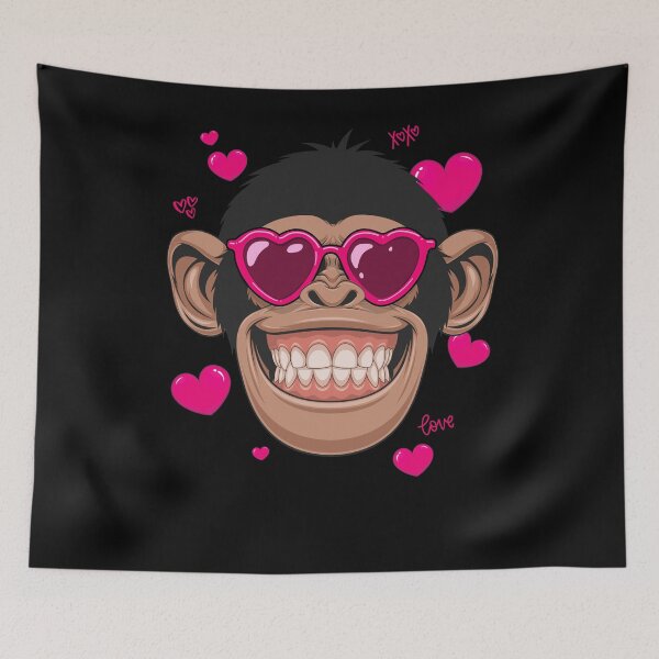 Item preview, Chimpanzee Valentine Heart Glasses Monkey Valentines Day designed and sold by iliasjeff.