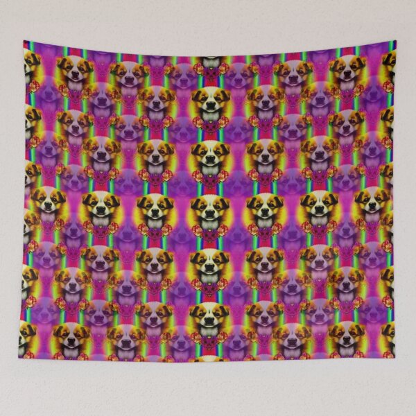 Item preview, cute small dogs with colorful flowers  designed and sold by Pepita Selles.
