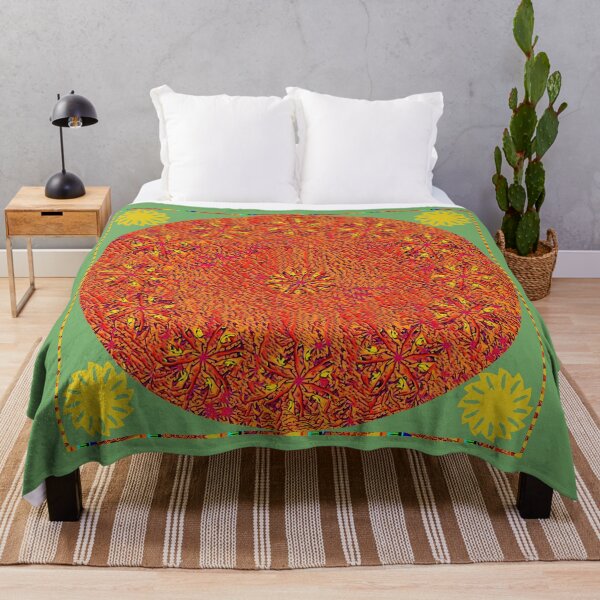 Artikelvorschau, 70er Shag Mandala - Orange, Gold und Grün entworfen und verkauft von KarendiBeeArts.
