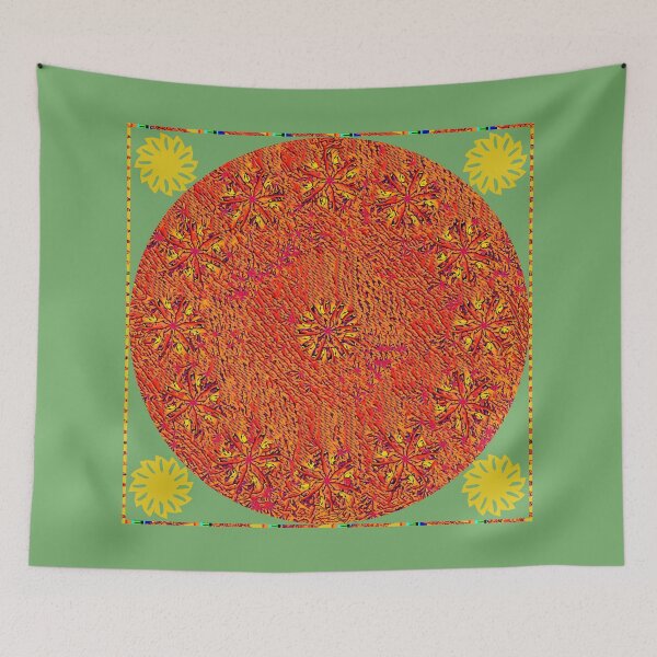 Item preview, 70s Shag Mandala - Orange, Gold, and Green designed and sold by KarendiBeeArts.