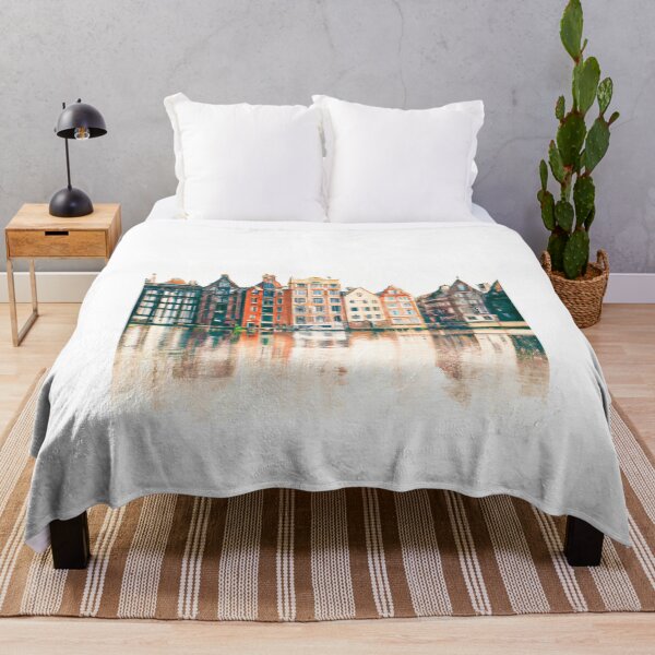Item preview, Landscape of Netherland Amsterdam houses watercolor paint designed and sold by FrenchsTuck.
