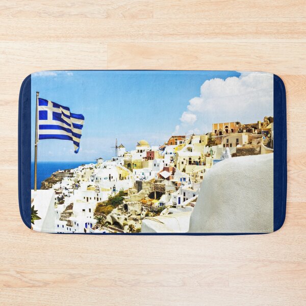 Item preview, Oia Santorini Greek Island Flag designed and sold by Paul Thompson Photography.