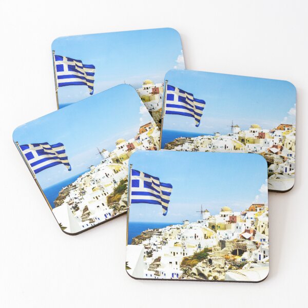 Item preview, Oia Santorini Greek Island Flag designed and sold by Paul Thompson Photography.