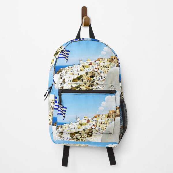 Item preview, Oia Santorini Greek Island Flag designed and sold by Paul Thompson Photography.