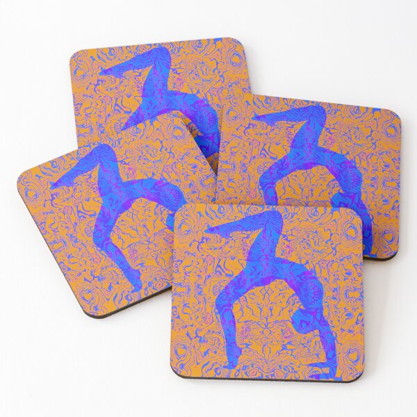 Item preview, One Legged Wheel Pose in Blue and Orange designed and sold by JenConArt.