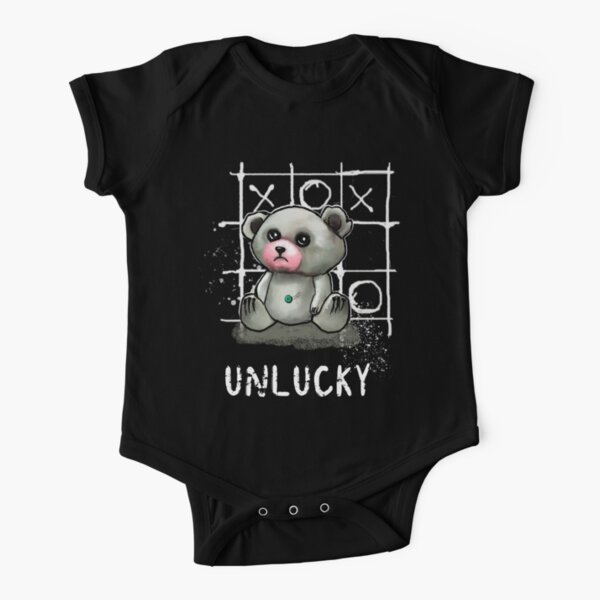 Kawaii Goth Sad Unlucky Bear Short Sleeve Baby One-Piece