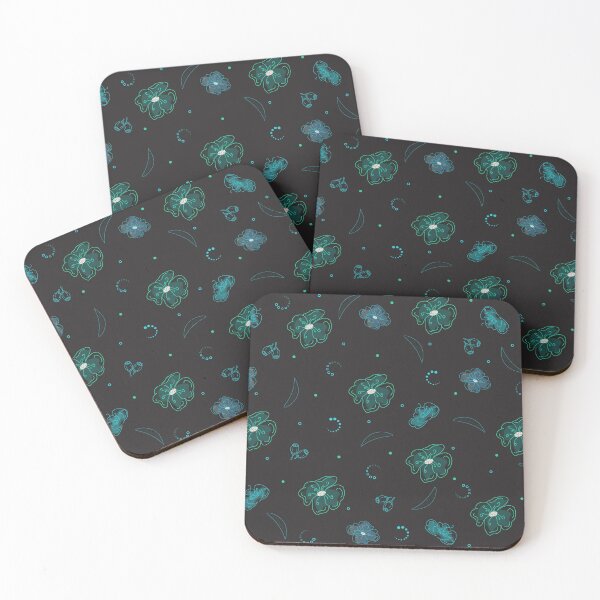 Item preview, Neon flower pattern on a black background designed and sold by EvilDD.