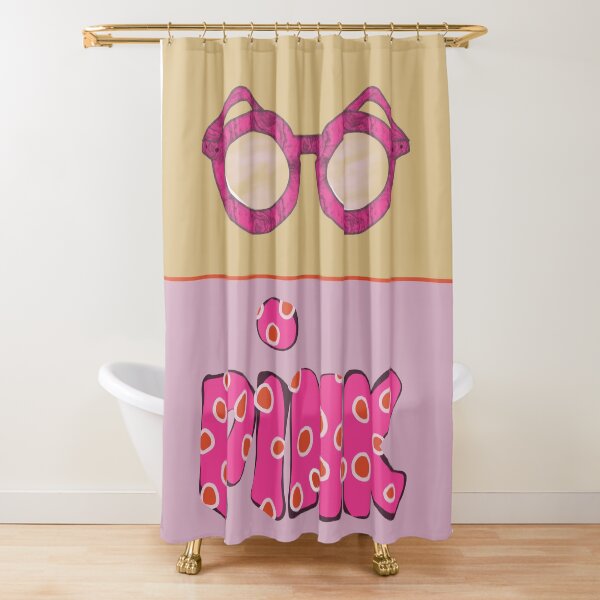 Glasses in pink with pink lettering Shower Curtain
