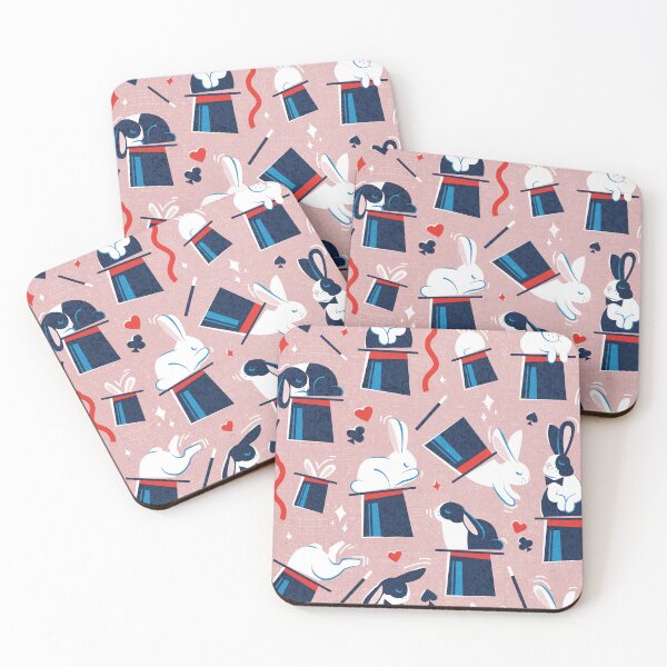 Item preview, Magic rabbits // blush pink background pull a rabbit of the hat red hearts and ribbons designed and sold by SelmaCardoso.