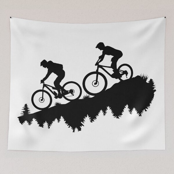 Artikelvorschau, Mountain bike, Downhill biking duo, Mountain biking and mountain entworfen und verkauft von claudiasartwork.