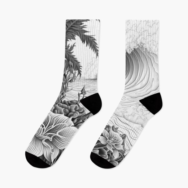 Item preview, Black and White Polynesian Wave of Flowers | Vintage Tahiti | Tropical Flower Pattern | Hawaiian Design | Polynesian Design | Hawaii Logo designed and sold by Synthetic-Intel.