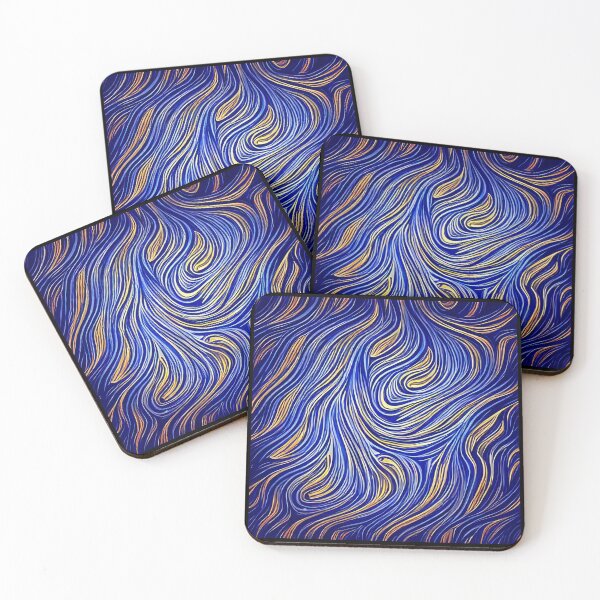 Item preview, Gold and blue waves designed and sold by CallaCoralia.